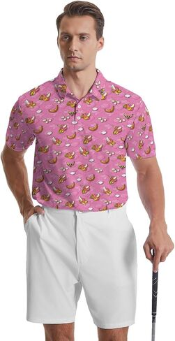 Funny Polo Shirts for Men Short Sleeve Performance Moisture Wicking Golf Shirts Casual Crazy Patriotic Print Mens Polo Shirt in Saudi Arabia