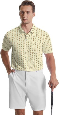 Party Mens Golf Shirt Print Short Sleeve Moisture Wicking Funny Sport Performance Polo Shirts for Men in Saudi Arabia