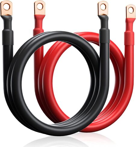 4 AWG Battery Inverter Cable 10 Feet, 4 Gauge Pure Copper Battery Cable 10 Ft with Heavy Duty 5/16" Lugs on Both End for Solar, RV, Marine, Car, Boat (Black&Red) in Kuwait