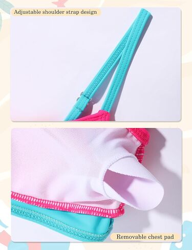 Girls' Swimwear 2PCS Suits Color Block Top with Drawstring Bottoms Teen Bathing Suits for Girls in Kuwait