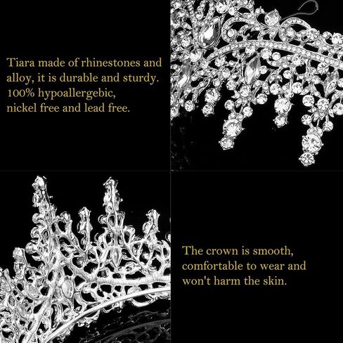 COCIDE Silver Tiara and Crown for Women Crystal Queen Crowns Rhinestone Princess Tiaras for Girl Bride Wedding Hair Accessories for Bridal Birthday Party Prom Halloween Cos-play Costume Christmas in Saudi Arabia