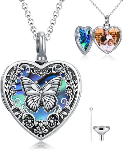 Personalized Heart Urn Locket Necklace for Ashes and Pictures 925 Sterling Silver Customized Locket Cremation Necklace for Ashes Memorial Keepsake Jewelry for Women in Kuwait