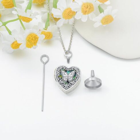 Personalized Heart Urn Locket Necklace for Ashes and Pictures 925 Sterling Silver Customized Locket Cremation Necklace for Ashes Memorial Keepsake Jewelry for Women in Kuwait