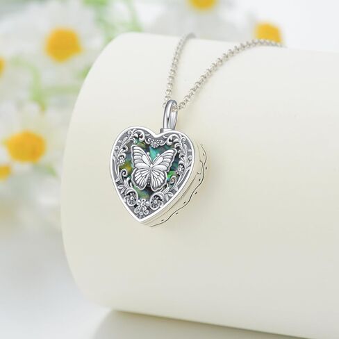 Personalized Heart Urn Locket Necklace for Ashes and Pictures 925 Sterling Silver Customized Locket Cremation Necklace for Ashes Memorial Keepsake Jewelry for Women in Kuwait