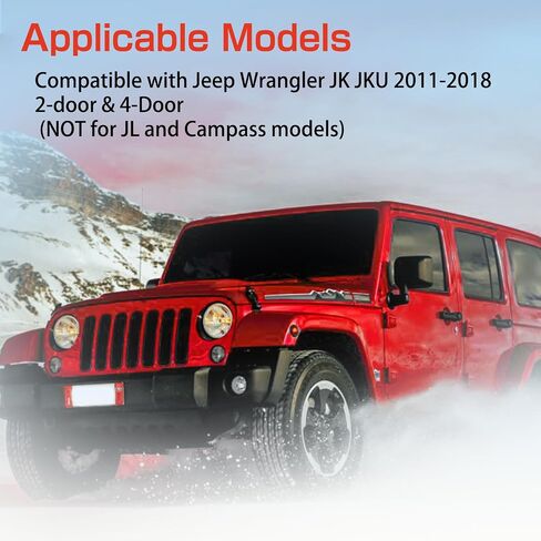 26pcs مجموعة كاملة مجموعة داخلية تتوافق مع Jeep Wrangler JK JKU 2011-2018 2 و 4 أبواب تقليم وحدة التحكم الداخلية ، مقبض الباب ، غطاء حامل الكأس (مجموعة الديكور الأحمر) زينة سيارة عيد الميلاد in Kuwait