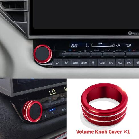 Knob Cover Accessories for Toyota Tundra 2022-2025 & Sequoia 2023-2025, 5pcs Aluminum Alloy Trim Set (Red, 14-inch Display Screen) in Kuwait
