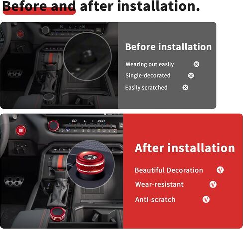 Knob Cover Accessories for Toyota Tundra 2022-2025 & Sequoia 2023-2025, 5pcs Aluminum Alloy Trim Set (Red, 14-inch Display Screen) in Kuwait