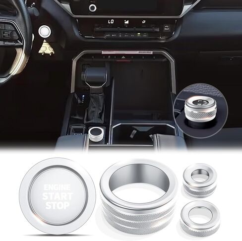 Knob Cover Accessories for Toyota Tundra 2022-2025 & Sequoia 2023-2025, 5pcs Aluminum Alloy Trim Set (Red, 14-inch Display Screen) in Kuwait