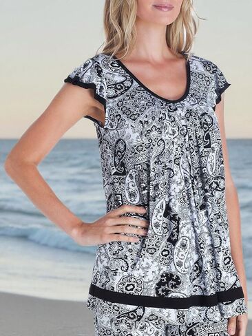 ELLEN TRACY Womens Pajama Top - Soft Stretch Jersey Short Sleeve Sleep Shirt Loungewear in Kuwait