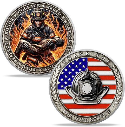 Firefighter Challenge Coin - First Responder Fireman Coins - Run Towards The Fire Rescue Commemorativer Coins - Honor Fire Department Rescue Prayer Coin Appreciation Fireman Gifts in Kuwait