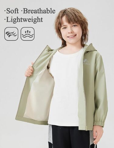 Kids Rain Jacket Lightweight Waterproof Rain Coats Outerwear with Hood for Boys Girls Size 4-15 in Saudi Arabia