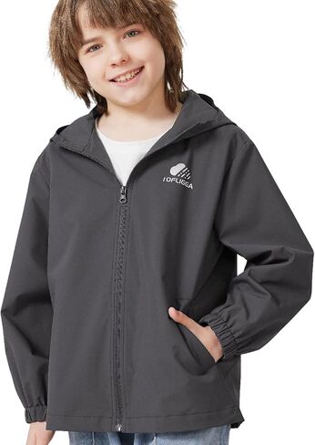 Kids Rain Jacket Lightweight Waterproof Rain Coats Outerwear with Hood for Boys Girls Size 4-15 in Saudi Arabia