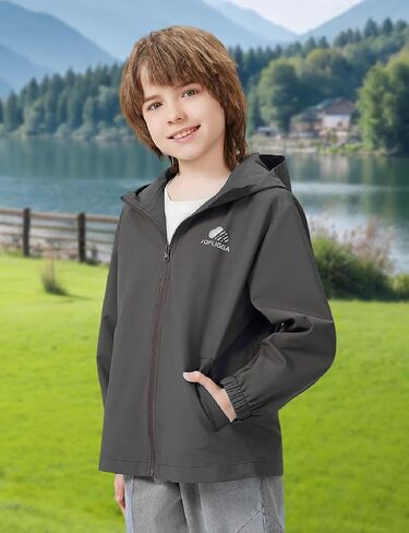 Kids Rain Jacket Lightweight Waterproof Rain Coats Outerwear with Hood for Boys Girls Size 4-15 in Saudi Arabia