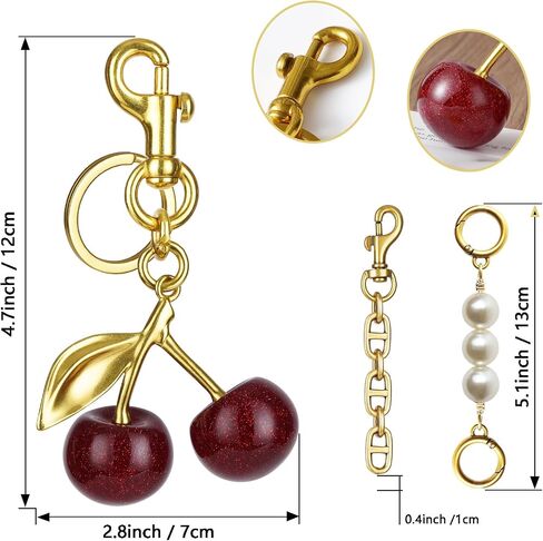 Cherry Keychain cherry Bag Charm Keychain Accessories Gifts for Women Purse Bag Charms Extender Chain for Handbags in Kuwait