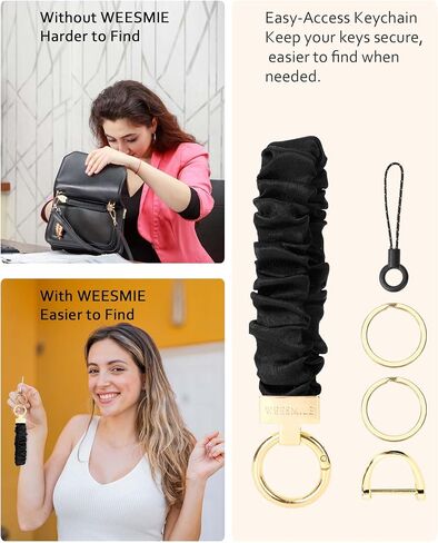 معصم سلسلة المفاتيح ، سلسلة مفاتيح ممتدة لمفاتيح السيارة مع حلقة D ، سوار معصم Scrunchie لطيف للنساء الرجال in Kuwait
