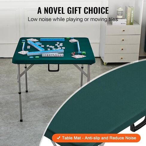 طاولة Vevor Mahjong مع مجموعة من البلاط Mahjong ، طاولة بطاقات لاعب 4 في نصف اللاعب مع بلاطات Majiang 144pcs و 3 زهر ، طاولة دومينو ثنائية الطول المحمولة مع لوح أخضر مقاوم للارتداء ومقبض حمل in Kuwait