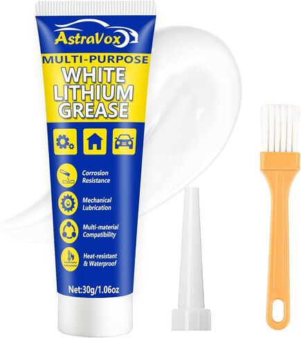 شحم الليثيوم الأبيض Astravox مع الفرشاة ، ومواد تشحيم لأبواب الجراج متعددة الأغراض للمفصلات ، والمحامل ، والتروس ، والسيارات ، والبحرية ، والصناعية ، والاستخدام المنزلي ، ومقاومة للماء ومقاومة للحرارة (1 ٪) in Saudi Arabia