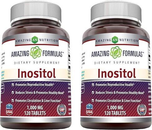 Amazing Formulas Inositol Tablets Supplement | 1000 Mg per Serving | Vitamin B8 | Non-GMO | Gluten-Free | Made in USA (1 Pack, 120 Count) in Saudi Arabia