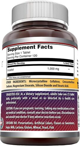 Amazing Formulas Inositol Tablets Supplement | 1000 Mg per Serving | Vitamin B8 | Non-GMO | Gluten-Free | Made in USA (1 Pack, 120 Count) in Saudi Arabia