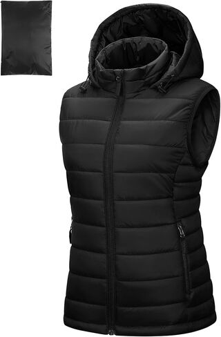 Outdoor Ventures Women's Lightweight Packable Hooded Puffer Vest Outerwear Zip Up Warm Sleeveless Winter Jacket Quilted Coat in Kuwait