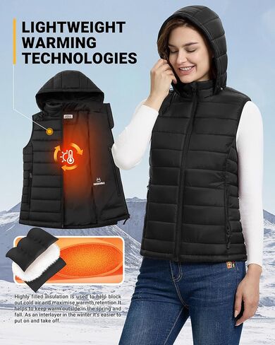 Outdoor Ventures Women's Lightweight Packable Hooded Puffer Vest Outerwear Zip Up Warm Sleeveless Winter Jacket Quilted Coat in Kuwait