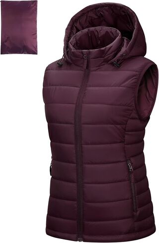 Outdoor Ventures Women's Lightweight Packable Hooded Puffer Vest Outerwear Zip Up Warm Sleeveless Winter Jacket Quilted Coat in Saudi Arabia