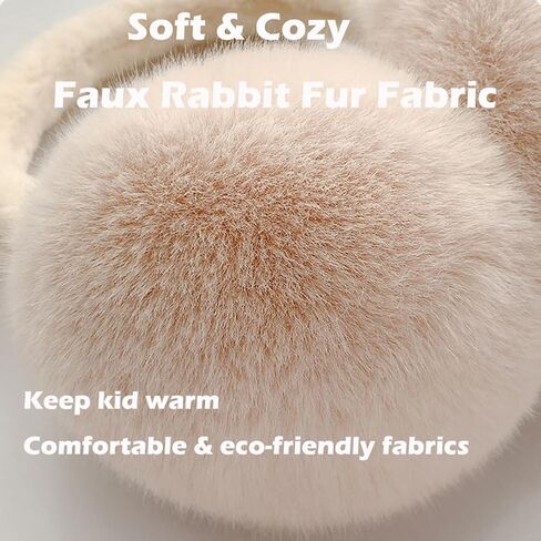 SIQITECHNO Winter Cute Kids Animal Earmuffs Foldable Cat Faux Fur Earmuffs Outdoor Ear Covers Cold Weather Fuzzy Earmuffs in Kuwait