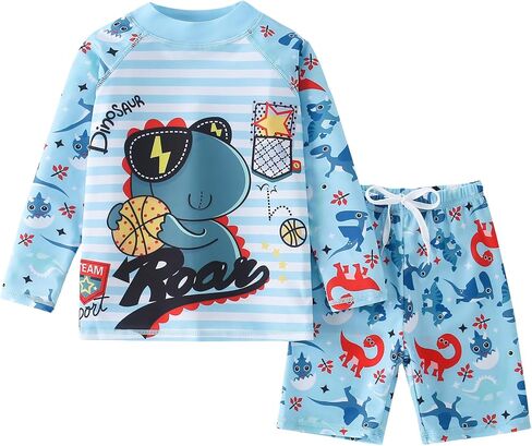 AIWUHE Toddler Boys Swimsuit Two Piece Rash Guard Shirt + Trunks Set Long Sleeve Swim Set Sunsuit Swimwear Bathing Suit 2-7Y in Saudi Arabia