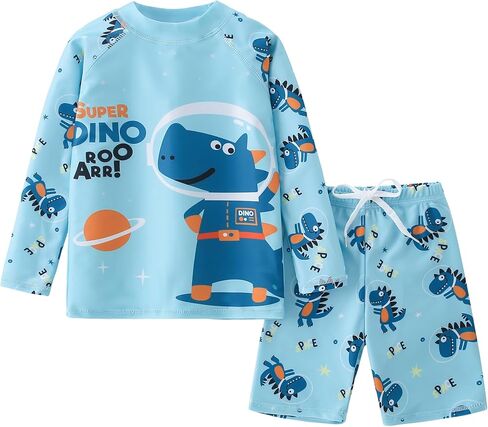 AIWUHE Toddler Boys Swimsuit Two Piece Rash Guard Shirt + Trunks Set Long Sleeve Swim Set Sunsuit Swimwear Bathing Suit 2-7Y in Saudi Arabia