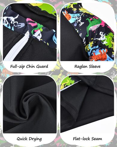 Boys Two Piece Rash Guard Swimsuits Long Sleeve Zipper Swim Shirt and Trunks Bathing Suit Swimwear Set in Saudi Arabia