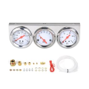 GoolRC Gauges for Cars 3 Gauge Cluster Kit（Voltmeter + Water Gauge + Oil Press Gauge), 52mm Car Meter Oil Pressure Fahrenheit Water Temperature Gauge Voltmeter Triple Gauge Kit