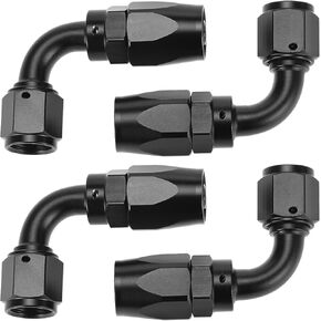 QWORK 6AN Hose End Fitting - Aluminum Alloy 90 Degree Fitting, Compatible with CPE Braided Hose (4-Pack)