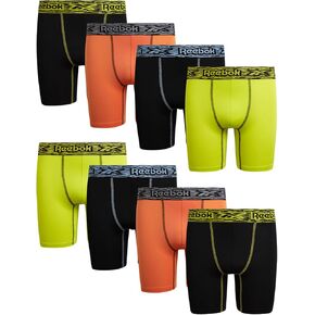 Reebok Boys' Boxer Briefs - 8 Pack Soft Breathable Moisture-Wicking Boxers - Underwear Pack for Boys (Sizes: 6-18)