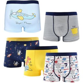 Boys Underwear 5 Pack, Toddler Boxer Briefs Soft Cotton Breathable Kids 2-8 Years Shorts Boxer Dinosaur Animals Set