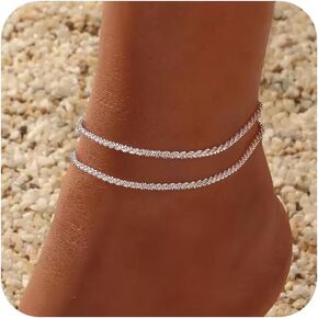 Tewiky Sterling Silver Silver Bracelets for Women ، Anclet patered payertive phainproof for women farmly frarkly homed joled chain chain st stackable summer beach jewelry gift gift