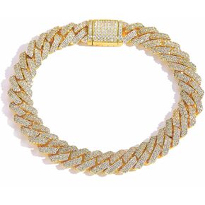 18K gold Cuban style men's bracelet, paired with moissanite diamonds, with full and luxurious lines that add charm to men