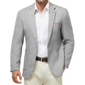 WULFUL Men's Sport Coats Blazers Linen Cotton Blazer Regular Fit One Button Suit Jacket with 2 Pockets