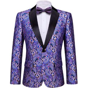 Barry.Wang Blazer for Men Paisley Sport Coat Lightweight Suit Jacket Regular Tuxedo Flower Mardi Gras Carnival Gift