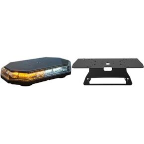 Buyers Products 8891062 15 Inch Octagonal LED Mini Light Bar, Amber/Clear + 8895554 Fleet Series Drill-Free Light Bar Cab Mount for GMC®/Chevy® 1500-3500 Work Cab, Non Spoiler (2020+)