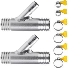 JERBOR A Pair Aluminum Cab Heater Y Fittings 1 Inch to 5/8 Compatible with UTV SXS RZR CAN AM Polaris, Include 6PCS Quick Release Hose Clamps