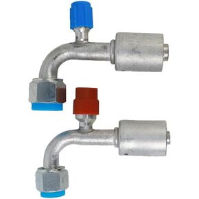 Aluminium Air Conditioning AC Fitting Set #8 and #10 Female, O-Ring 90° Degree R134a High & Low Pressure Valve (90° Degree)