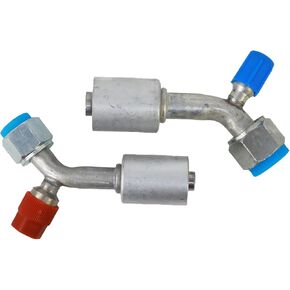 Aluminium Air Conditioning AC Fitting Set #8 and #10 Female, O-Ring 90° Degree R134a High & Low Pressure Valve (90° Degree) in Kuwait