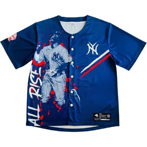 New York Blue Baseball Jersey Kids - Unisex Embroidered Button Jersey for Children Uniform