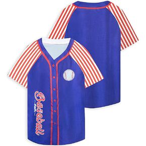 QLIPIN Baseball Jersey Women Baseball Mom Shirts Baseball Print Button Down Stripes Jerseys Game Day Short Sleeve Tops