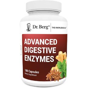 Dr. Berg Advanced Digestive Enzymes with Apple Cider Vinegar - Includes Digestive Health Ingredients Like Betaine Hydrochloride (HCI), Ginger Root & Peppermint Leaf - 180 Capsules