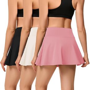 3 حزمة تنس تنانير للنساء مع الجيوب عالية الخصر الجولف skort مع شورتات مدمجة تجريب التآكل غير الرسمي
