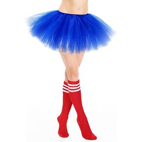 Zhanmai Tutu Skirt 5 Layered Tulle Tutu Skirt Princes Runners Costumes Tube Socks for Women Adult