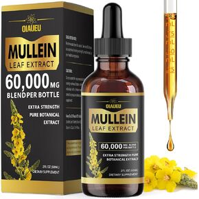 قطرات Mullein للرئتين ، مستخلص أوراق Mullein الطبيعية ، الدعم التنفسي وتنظيف الرئة المكمل العشبي ، 2 Fl Oz
