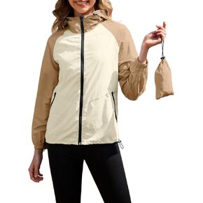 PITINAN Packable Rain Jacket Women Waterproof Lightweight Rain Coats for Women with Hood Outdoor Windbreaker Jacket S-XXL