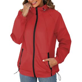 Avoogue Rain Jacket for Women Waterproof Lightweight Windbreaker Jacket with Hood Packable Raincoat with Pockets S-3XL